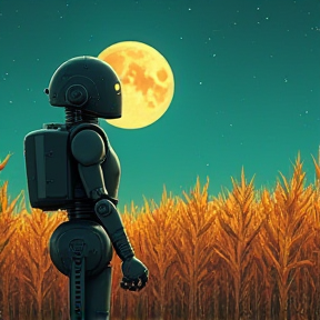 Robot in the Moonlight Cornfield