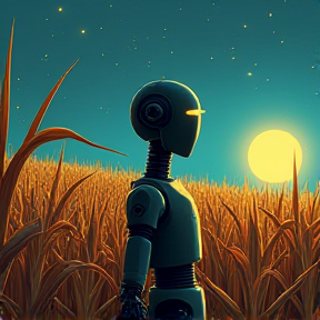 Robot in the Moonlight Cornfield