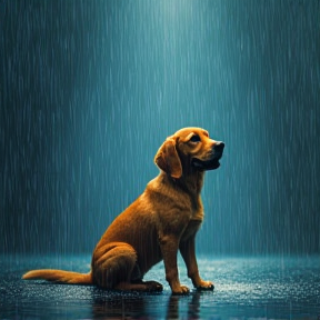 Perro Cantando Caca en la Lluvia