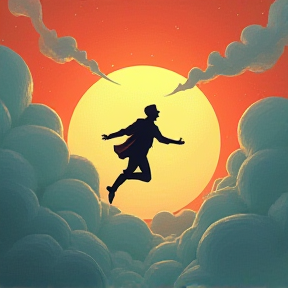 A flying Man in the Sky