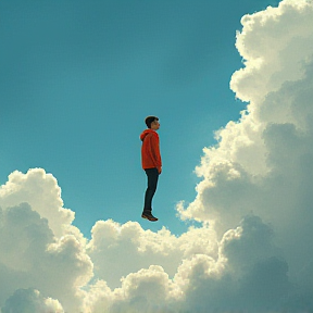 A flying Man in the Sky