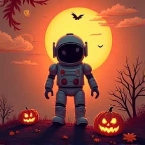 Happy Autumn Robot Halloween, Astronaut Tevin!