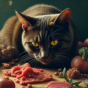 meat and a cat