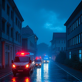 Rettungsdienst Malteser Mit Blaulicht Durch Die Nacht