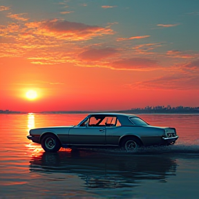 Sunset at the Car Show