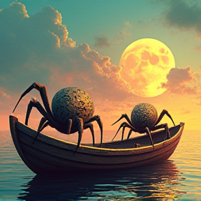 Three Spiders Sailing On