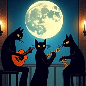 Jazz Cats in the Moonlight