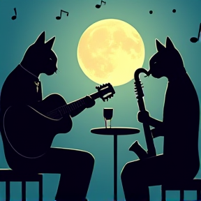 Jazz Cats in the Moonlight