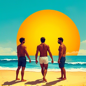 Hombres, playa y sol