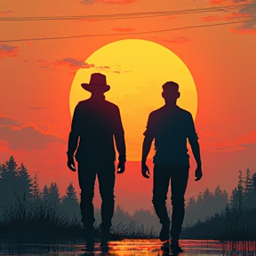 Two Men in the Sunrise