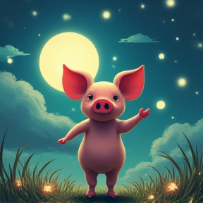 Piggy dance in the moonlight