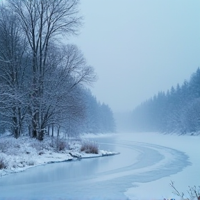 雪中的湖面