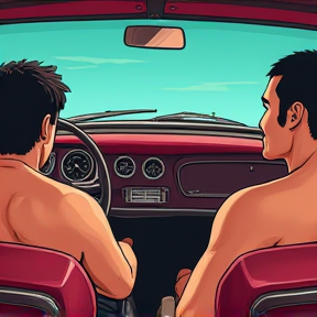 Two Men in Cars