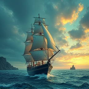 Ship on a wild sea