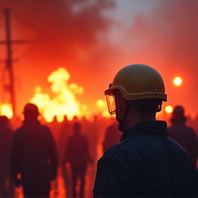 Riot, Crowd - Riot Scene: Car Horn, Fire, Siren, Distant Bullhorn, Chanting, Tear Gas...