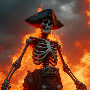 epic badass flaming pirate skeleton