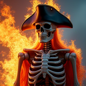 epic badass flaming pirate skeleton