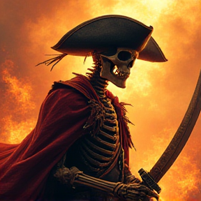 epic badass flaming pirate skeleton