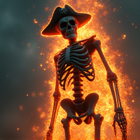 epic badass flaming pirate skeleton