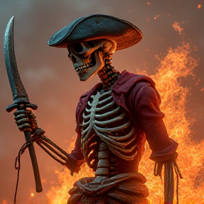 epic badass flaming pirate skeleton