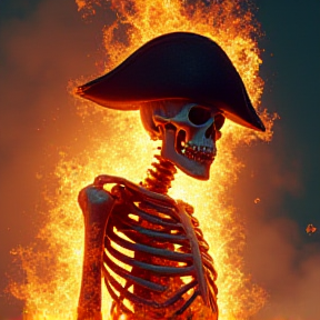 epic badass flaming pirate skeleton