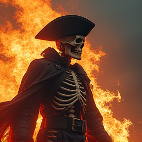 epic badass flaming pirate skeleton