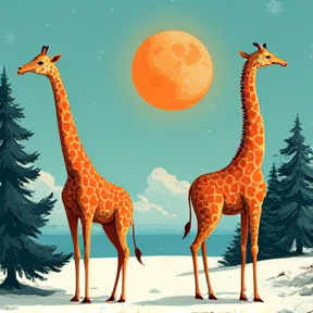 Giraffes in the Snow