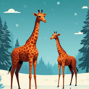 Giraffes in the Snow