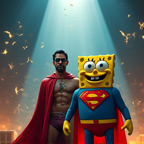 Undersea Showdown: SpongeBob vs. Superman