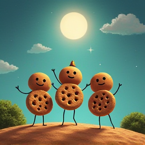 Five little cookies jumping