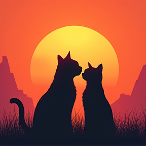 Sunset Felines