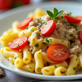 Der deutsche Nudelsalat mit Thunfisch