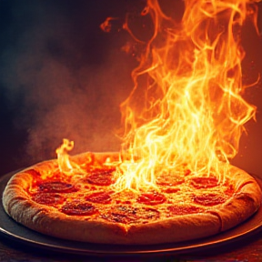 Blazing a pizza