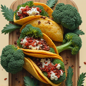 Broccoli Tacos and Beans