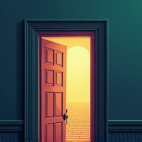 behind the door.