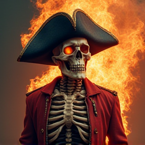 epic badass flaming pirate skeleton