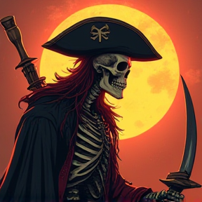 epic badass flaming pirate skeleton