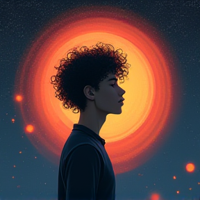 Curly Haired Boy in the Stars