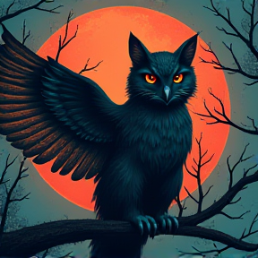 Demon owl hunting Cat