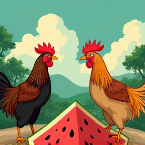 Pixie vs. Chickens: The Watermelon Standoff