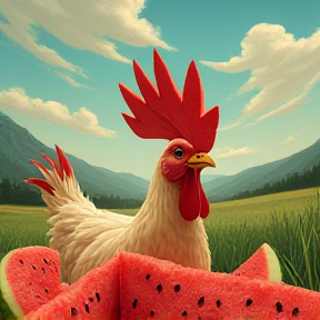 Pixie vs. Chickens: The Watermelon Standoff