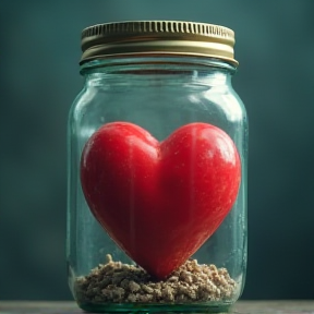 Heart trapped in a jar