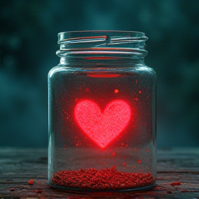 Heart trapped in a jar