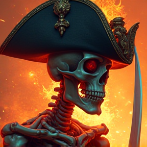 epic badass flaming pirate skeleton