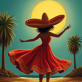 Noémie danse la polka mexicaine avec un sombrero