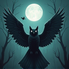 Demon owl hunting Cat