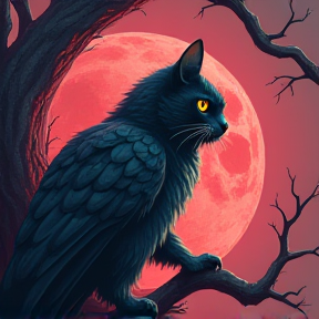 Demon owl hunting Cat