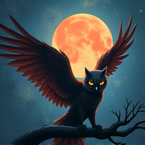 Demon owl hunting Cat