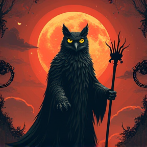 Demon owl hunting Cat