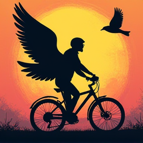 Bloke, bike, bird